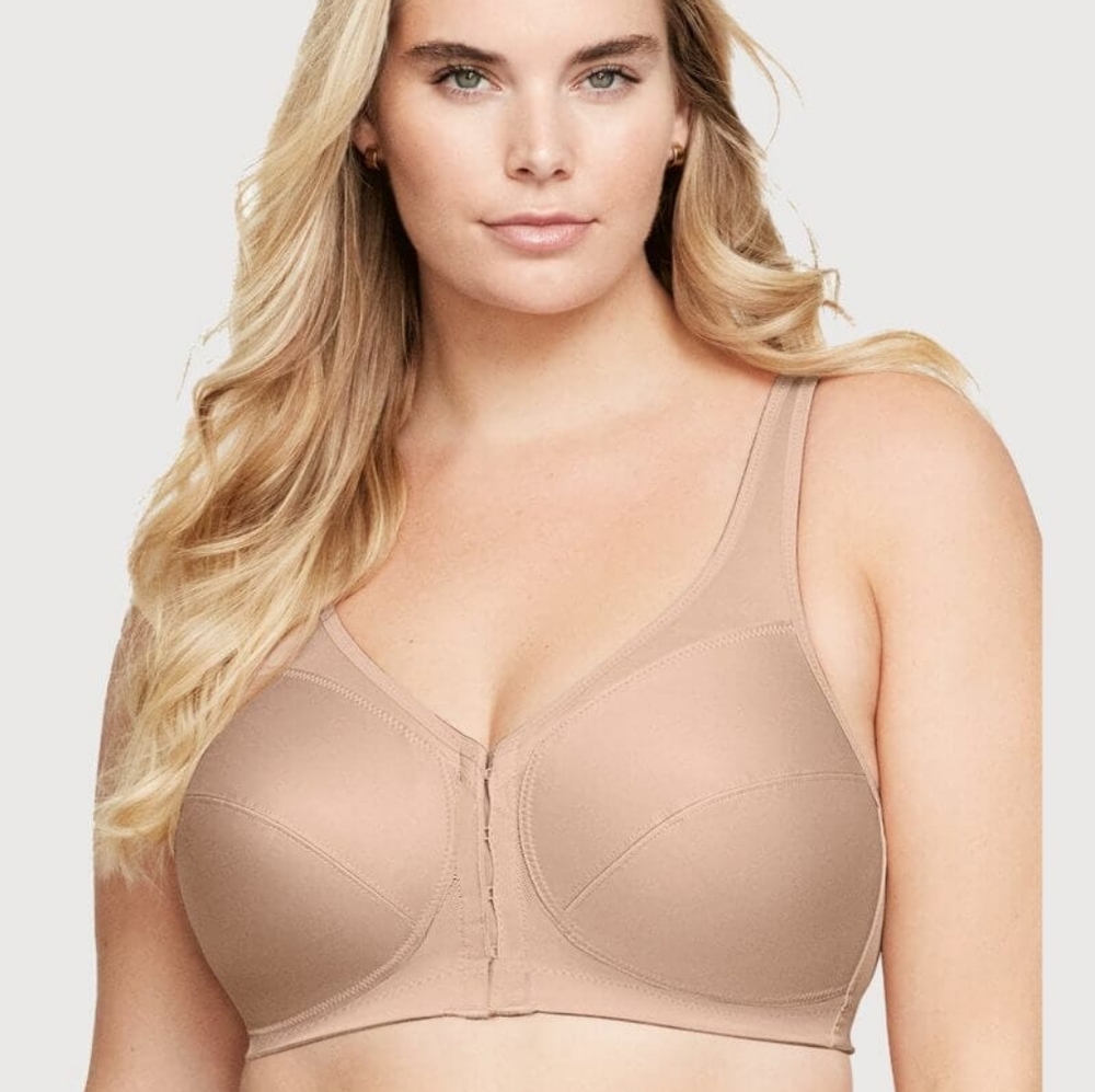 Glamorise MagicLift Front-Closure Wire-free Posture Back Bra - Cafe